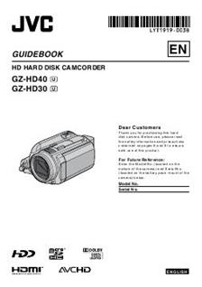 JVC GZ HD30 manual. Camera Instructions.